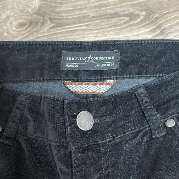 Peruvian Connection Zoe Velveteen Mid-Rise Skinny Jeans in Black Sz 6 - Picture 5 of 13